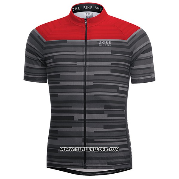 2017 Maillot Ciclismo Gore Bike Wear Power Stripes Gris Manches Courtes et Cuissard